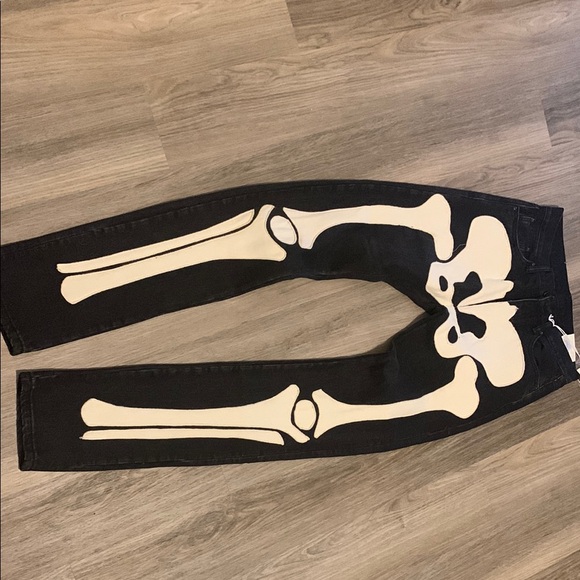 MNML Black Skeleton Skinny Jeans - Picture 1 of 2